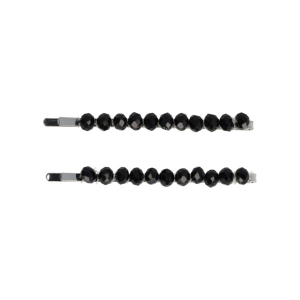 Schijfspeldjes facet kralen recht_11 Haarspeld Schuifspeldjes 7cm - Facetkralen Recht - Zwart - Set van 2