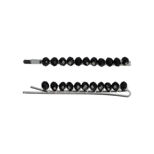 Schijfspeldjes facet kralen recht_12 Haarspeld Schuifspeldjes 7cm - Facetkralen Recht - Zwart - Set van 2