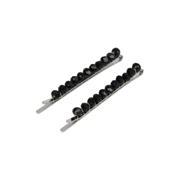 Schijfspeldjes facet kralen recht_2 Haarspeld Schuifspeldjes 7cm - Facetkralen Recht - Zwart - Set van 2