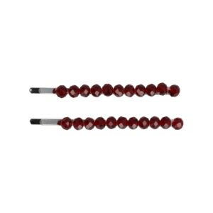 Haarspeld Schuifspeldjes 7cm - Facetkralen Recht - Donkerrood - Set van 2