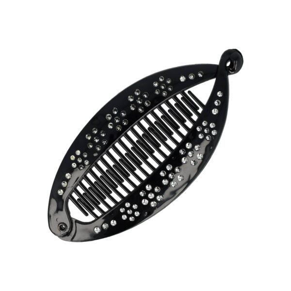 Haarspeld Bananenklem 14cm - Staartklem - Glitter Steentjes - Zwart