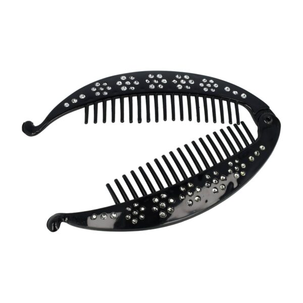 Haarspeld Bananenklem 14cm - Staartklem - Glitter Steentjes - Zwart