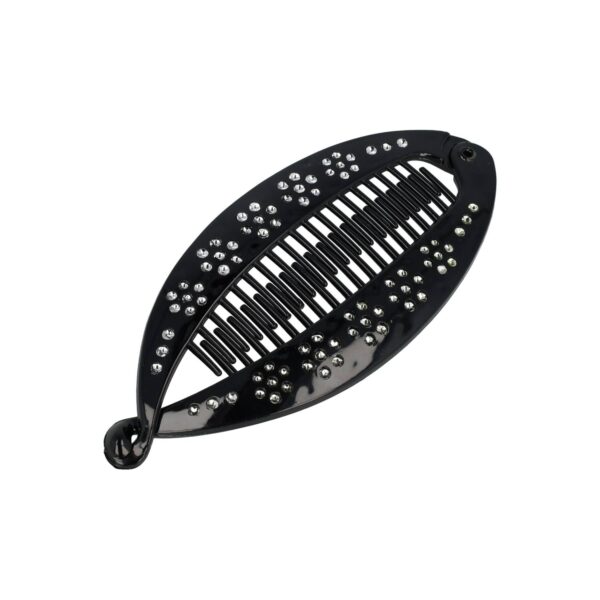 Haarspeld Bananenklem 14cm - Staartklem - Glitter Steentjes - Zwart