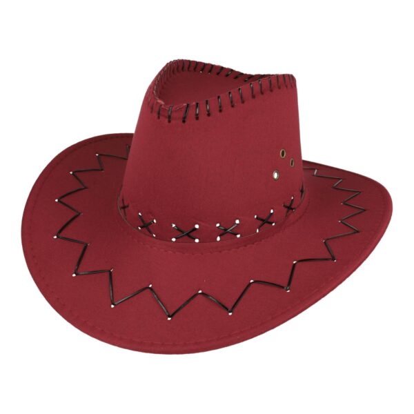 Cowboyhoed - Western hoed met stiksel onesize - Donker Rood