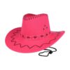 Cowboyhoed - Western Hoed met Stiksel - Onesize - Fuchsia Roze