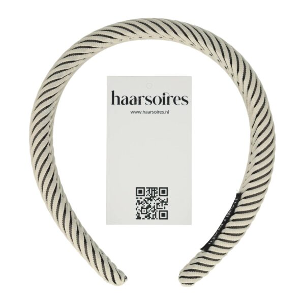Haarband Diadeem 2cm – Dik Gevuld – Streeppatroon Stof – Creme