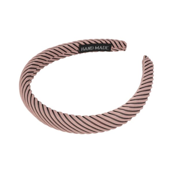 Haarband Diadeem 2cm – Dik Gevuld – Streeppatroon Stof – Oud Roze