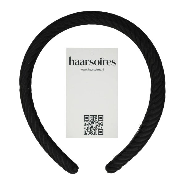 Haarband Diadeem 2cm – Dik Gevuld – Streeppatroon Stof – Handmade – Zwart