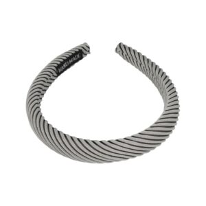 Haarband Diadeem 2cm – Dik Gevuld – Streeppatroon Stof – Handmade – Grijs