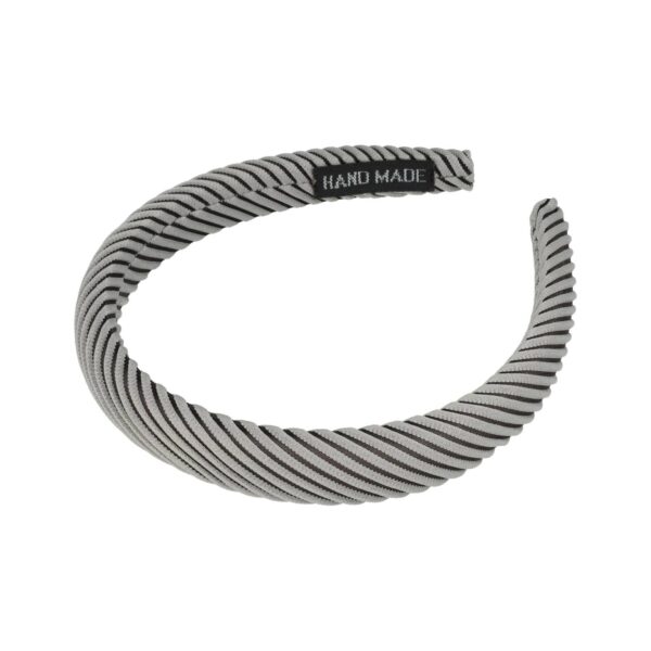 Haarband Diadeem 2cm – Dik Gevuld – Streeppatroon Stof – Handmade – Grijs