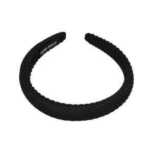 Haarband Diadeem 2cm – Dik Gevuld – Streeppatroon Stof – Handmade – Zwart