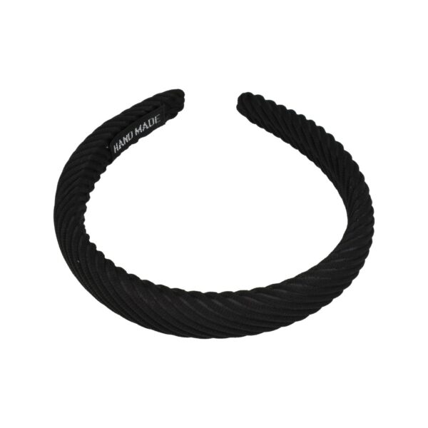 Haarband Diadeem 2cm – Dik Gevuld – Streeppatroon Stof – Handmade – Zwart