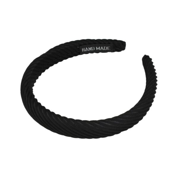 Haarband Diadeem 2cm – Dik Gevuld – Streeppatroon Stof – Handmade – Zwart