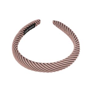 Haarband Diadeem 2cm – Dik Gevuld – Streeppatroon Stof – Oud Roze