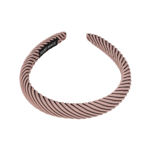 Haarband Diadeem 2cm – Dik Gevuld – Streeppatroon Stof – Oud Roze