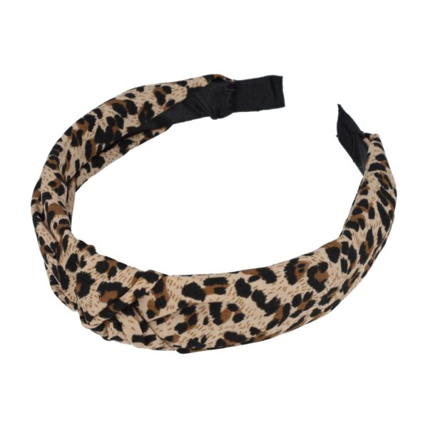 Haarband Diadeem 3cm – Knoop - Panterprint Stof – Zwart Bruin Beige