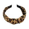 Haarband Diadeem 3cm – Knoop - Panterprint Stof – Zwart Bruin