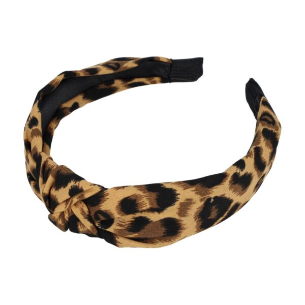 Haarband Diadeem 3cm – Knoop - Panterprint Stof – Zwart Bruin