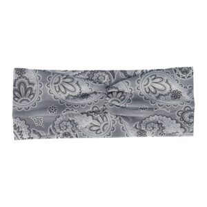 Haarband Twist 9cm – Paisleyprint – Gladde Stof – Grijs