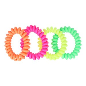 Haarelastieken Invisibobble 5cm - Telefoondraad - Neon - Roze geel groen oranje - Set van 4