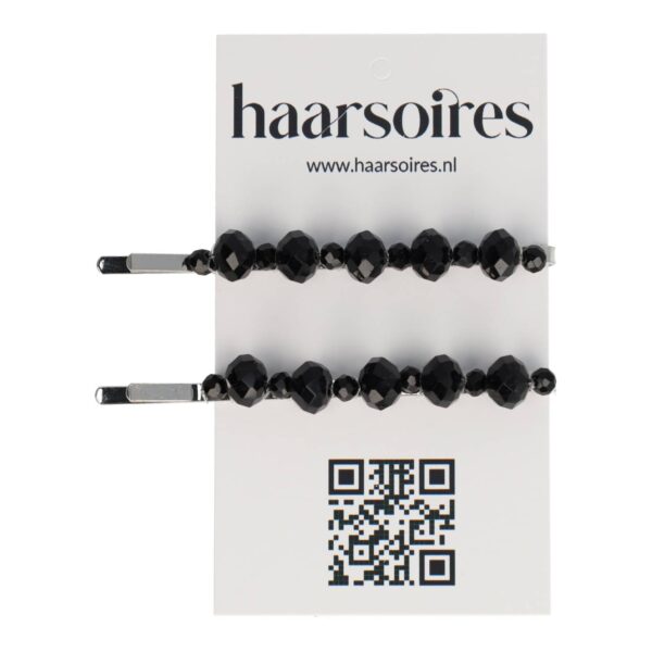 schuifspeldjes facet duo gr rd zw bl_16 Haarspeld Schuifspeldjes 7cm - Facetkralen Duo - Zwart - Set van 2