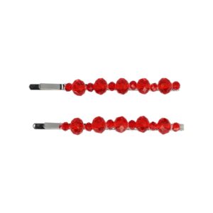 Haarspeld Schuifspeldjes 7cm - Facetkralen Duo - Rood - Set van 2