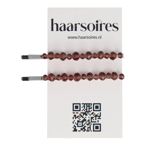 Haarspeld Schuifspeldjes 7cm - Recht - Facetkralen - Bruin - Set van 2