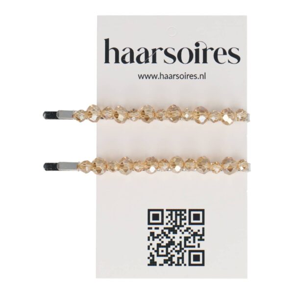 schuifspeldjes facet kralen recht bl br ch zw_15 Haarspeld Schuifspeldjes 7cm - Recht - Facetkralen - Champagne Goud - Set van 2