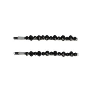 schuifspeldjes facet kralen recht bl br ch zw_7 Haarspeld Schuifspeldjes 7cm - Recht - Facetkralen - Zwart - Set van 2