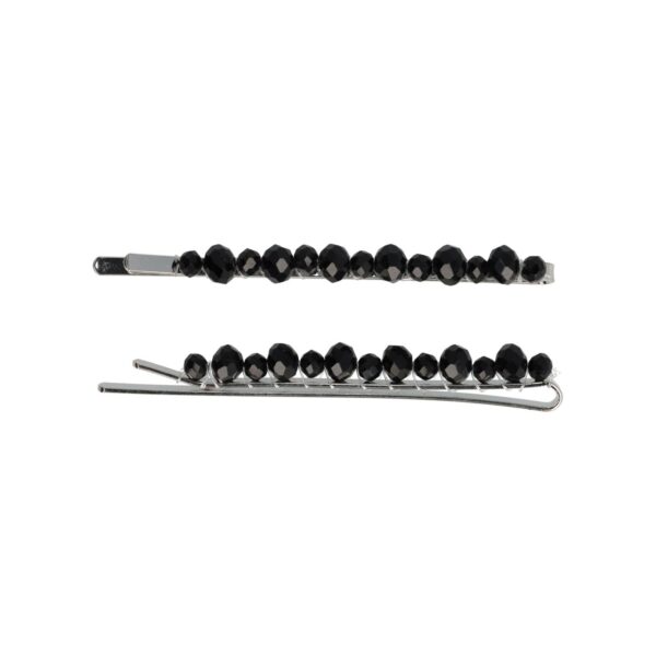 Haarspeld Schuifspeldjes 7cm - Recht - Facetkralen - Zwart  - Set van 2