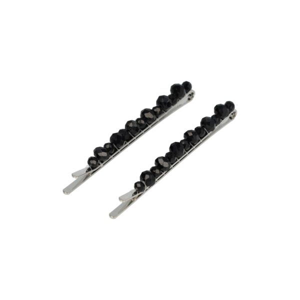Haarspeld Schuifspeldjes 7cm - Recht - Facetkralen - Zwart  - Set van 2
