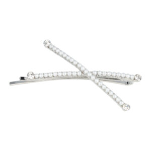 Haarspeld Schuifspeldje 6cm - Dubbel - Pareltjes Strass - Zilver