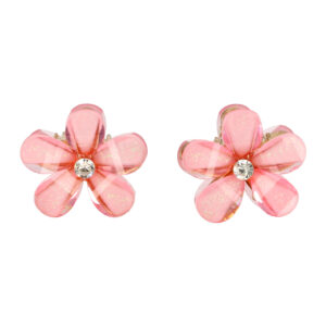 Haarspeld Haarklemmen 2cm – Bloemvorm met Glitters – Roze – Set van 2