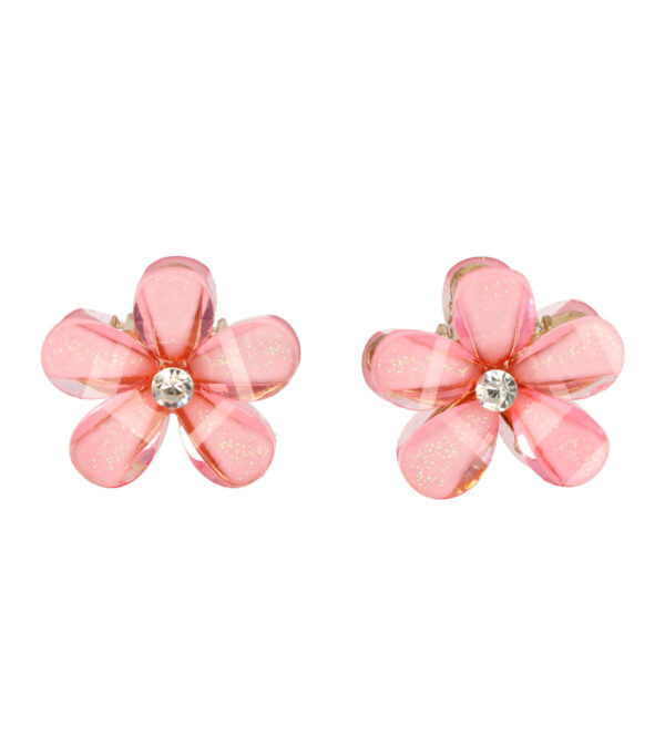 Haarspeld Haarklemmen 2cm – Bloemvorm met Glitters – Roze – Set van 2