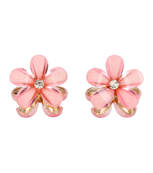 Haarspeld Haarklemmen 2cm – Bloemvorm met Glitters – Roze – Set van 2