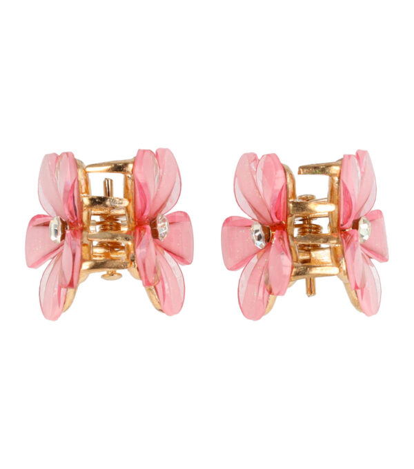 Haarspeld Haarklemmen 2cm – Bloemvorm met Glitters – Roze – Set van 2