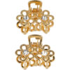 Haarspeld Haarklemmen 2,5cm – Bloemenvorm – Strass Steentjes – Metaal – Goud – Set van 2