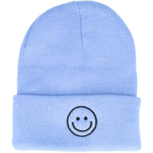Beanie Muts - Smiley - Unisex - Blauw