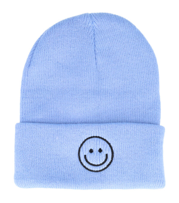 Beanie Muts - Smiley - Unisex - Blauw