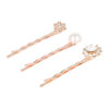 Haarspeld Schuifspeldjes 5cm - Bloem Parel Strass - Koper - Set van 3