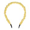 Haarband Diadeem 1cm – Gerimpelde Bloemenprint Stof – Wit Geel