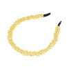 Haarband Diadeem 1cm – Gerimpelde Bloemenprint Stof – Wit Geel