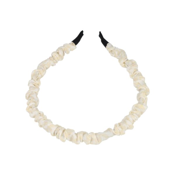 Haarband Diadeem 1cm – Gerimpelde Bloemenprint Stof – Wit Creme