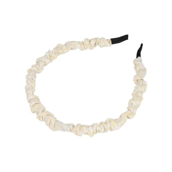 Haarband Diadeem 1cm – Gerimpelde Bloemenprint Stof – Wit Creme