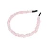 Haarband Diadeem 1cm – Gerimpelde Bloemenprint Stof – Wit Roze
