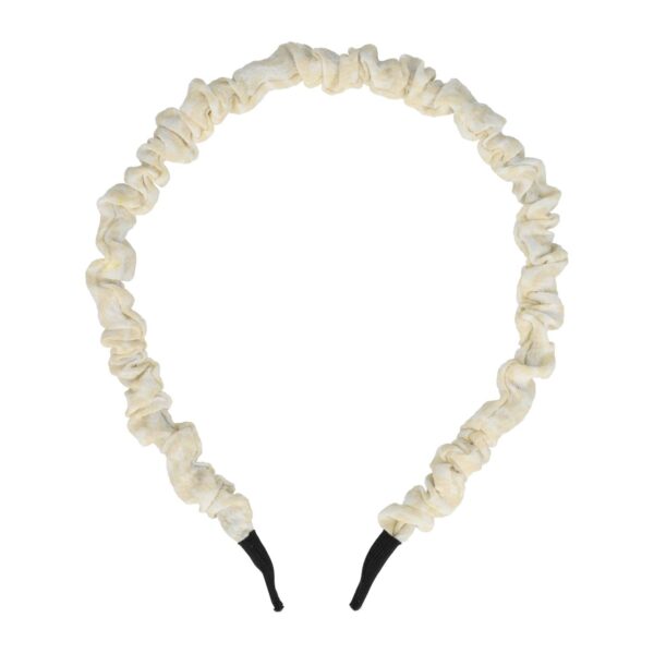 Haarband Diadeem 1cm – Gerimpelde Bloemenprint Stof – Wit Creme