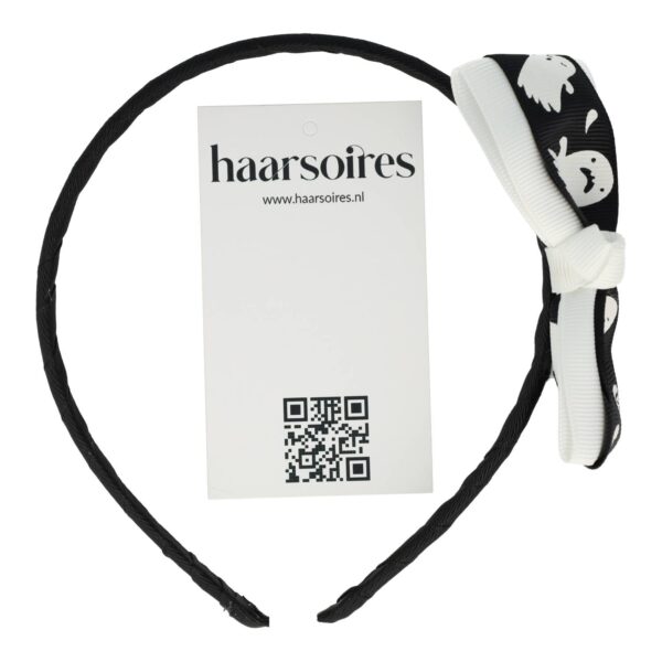Haarband Diadeem Kind – Strikje Halloween – Spookje –  Zwart Wit