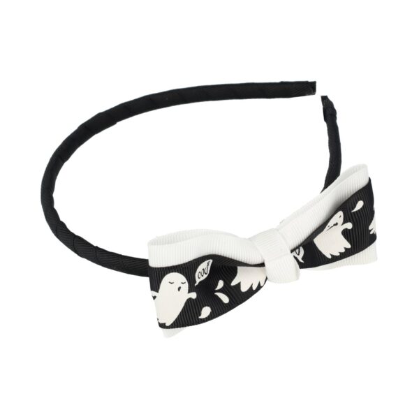 Haarband Diadeem Kind – Strikje Halloween – Spookje –  Zwart Wit