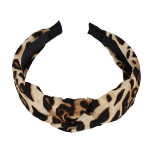 Haarband Diadeem 3cm – Knoop - Panterprint Stof – Beige Zwart Bruin