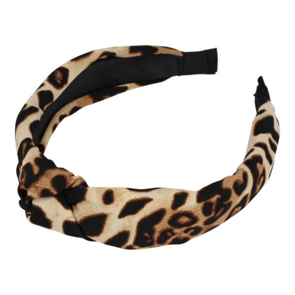 Haarband Diadeem 3cm – Knoop - Panterprint Stof – Beige Zwart Bruin